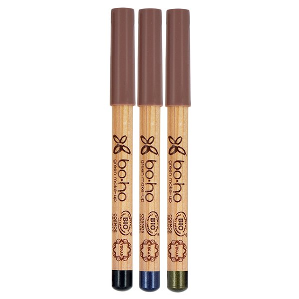 Dřevěné tužky na oči Boho Green Crayon Yeux v odstínech černé, modré a zelené