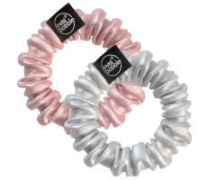 InvisiBobble Sprunchie Duo Slim - Stříbrná + pudrová satén