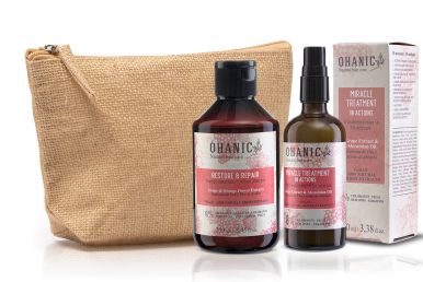 Ohanic Gift Set Repair Miracle - Regenerační set na vlasy šampon + sprej + taštička