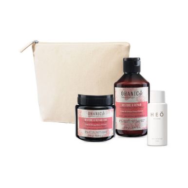 Ohanic Gift Set Repair - Regenerační set šampon + maska + taštička + HEÖ mini