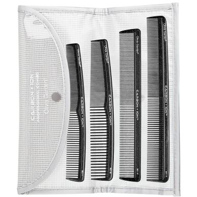 Olivia Garden CARBON + ION SC SET 1,2,3,4 - Set 4x karbonový hřeben a pouzdro