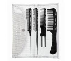 Olivia Garden CARBON + ION STP SET 1,2,3,4 - Set 4x karbonový hřeben a pouzdro