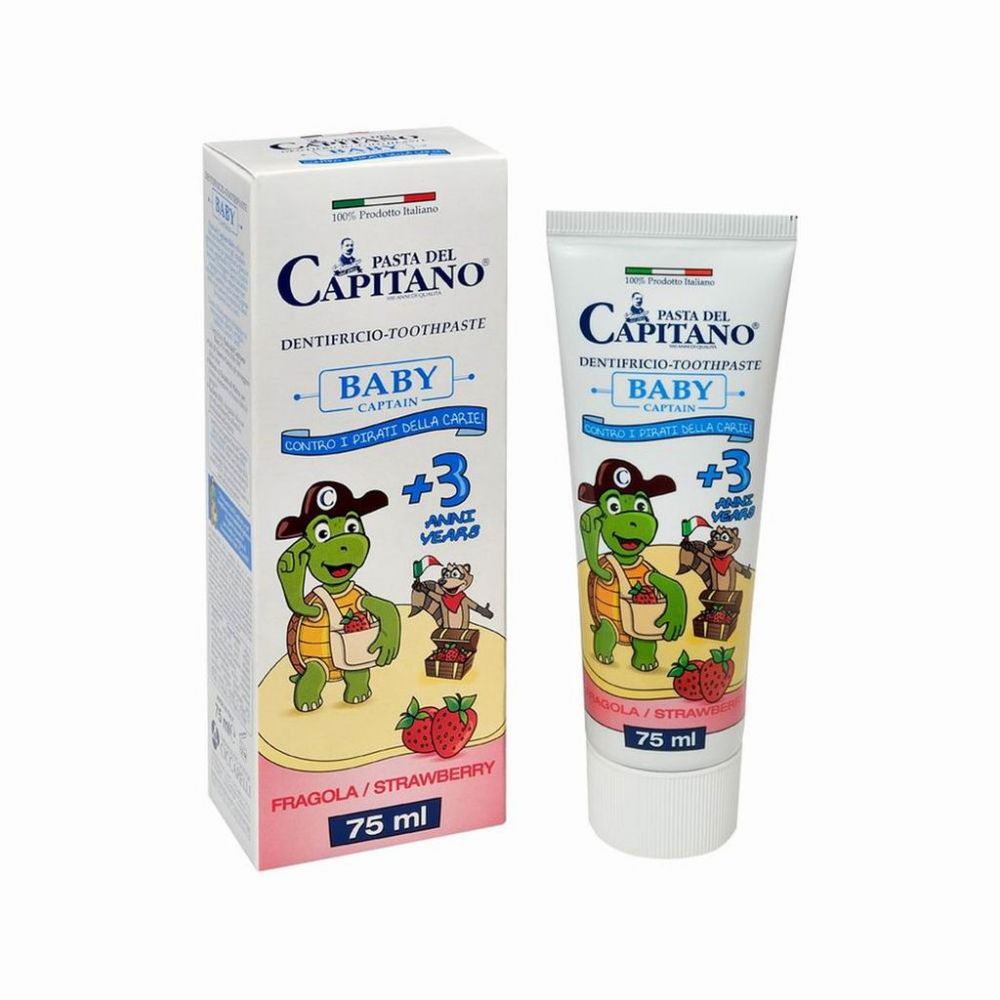 Levně Pasta del Capitano Baby Strawberry 75ml - Prémiová zubní pasta pro děti od 3 let jahoda