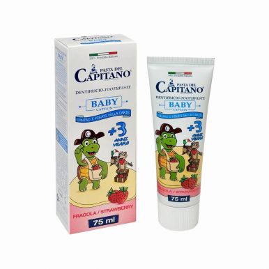 Pasta del Capitano Baby Strawberry 75ml - Prémiová zubní pasta pro děti od 3 let jahoda