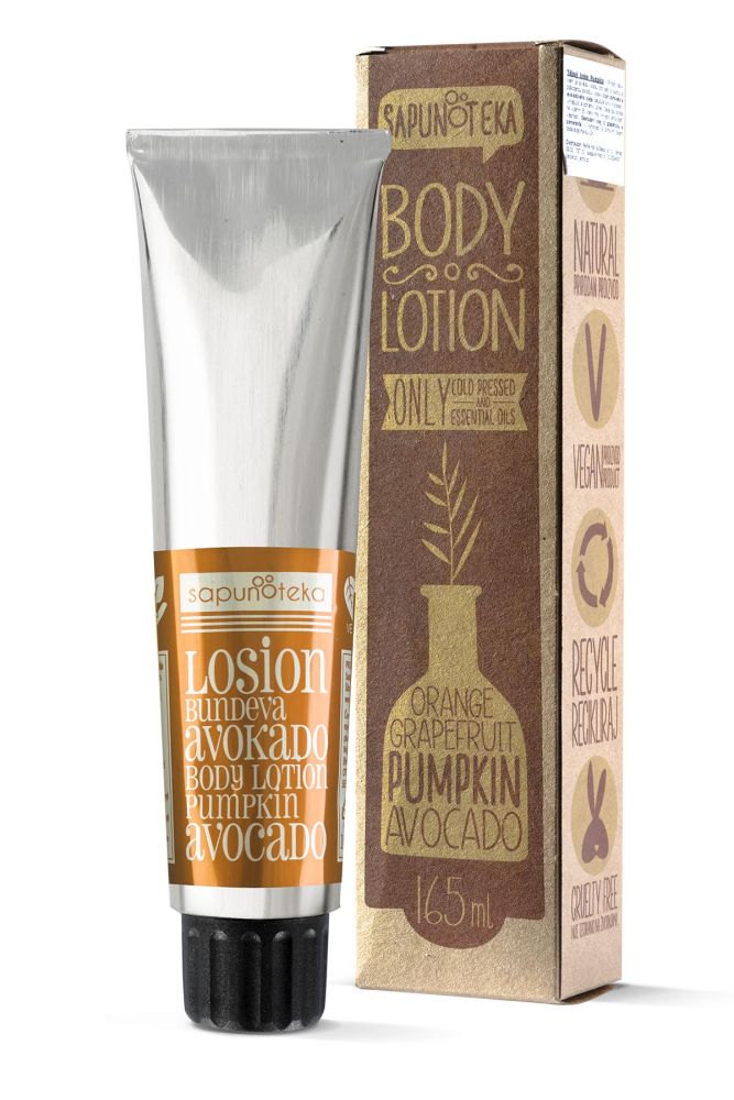 Sapunoteka Body Lotion Pumpkin 165ml - Tělový krém s dýňovým a avokádovým olejem