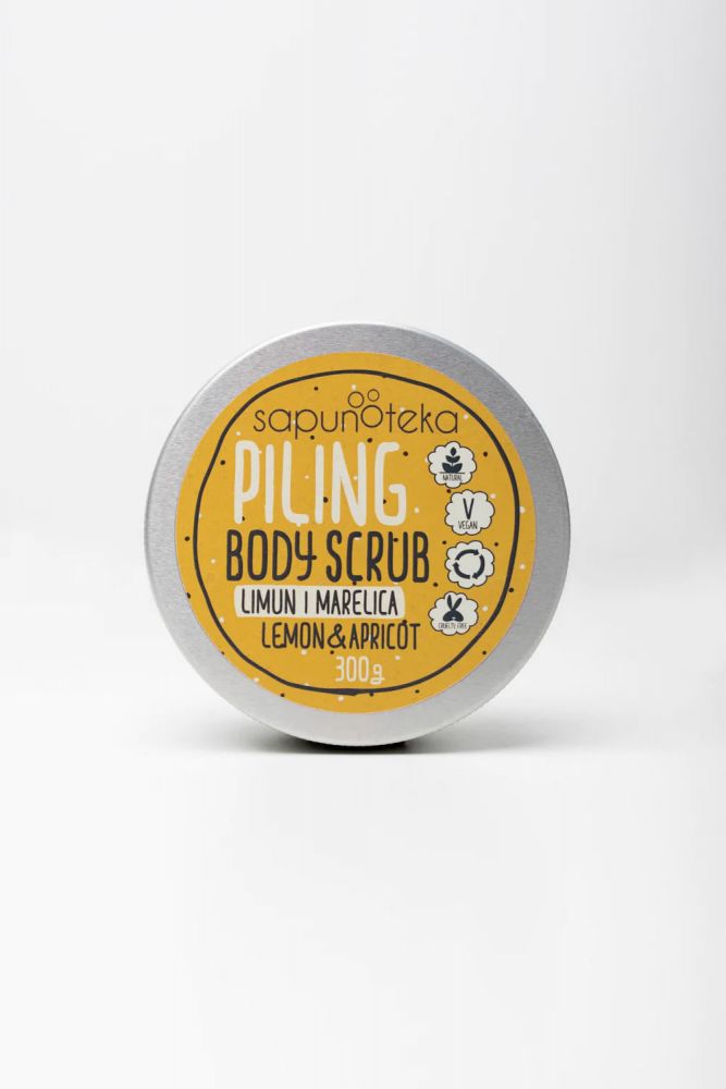 Sapunoteka Body Scrubs Lemon 300g - Citrusový tělový peeling s meruňkovým olejem