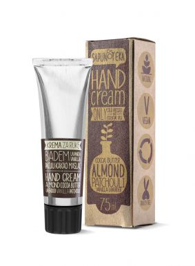 Sapunoteka Hands Cream Almond & Cocoa Butter 75ml - Hydratační krém na ruce mandle & kakao