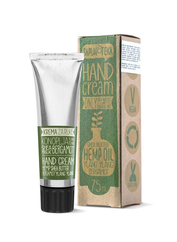 Sapunoteka Hands Cream Hemp & Shea Butter 75ml - Krém na popraskané ruce s konopím