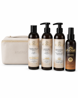 Sinergy Welsun Set Hair & Body - Letní balíček na vlasy šampon - maska - uv sprej - mléko