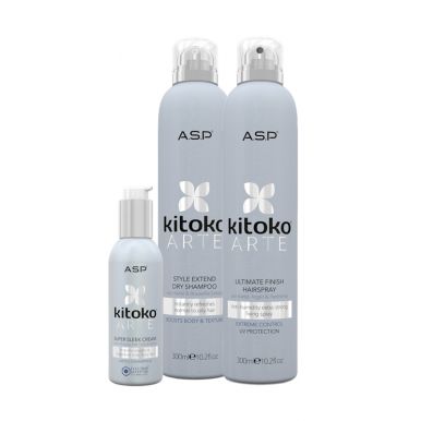 Vánoční balíček Kitoko Arte - Suchý šampon 300ml+Extra silný lak 300ml+Krém na uhlazení