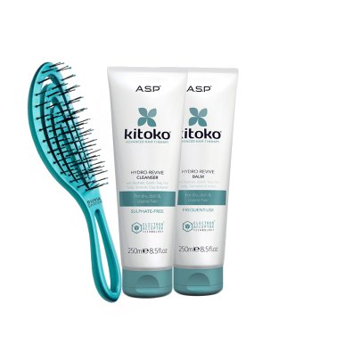 Vánoční balíček Kitoko Hydro-Revive - Šampon 250ml + Balzám 250ml + Kartáč OG
