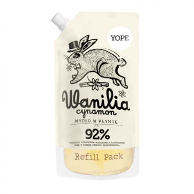 Yope Natural Refill Soap Vanilla & Cinnamon 500ml - Tekuté hydratační mýdlo náplň